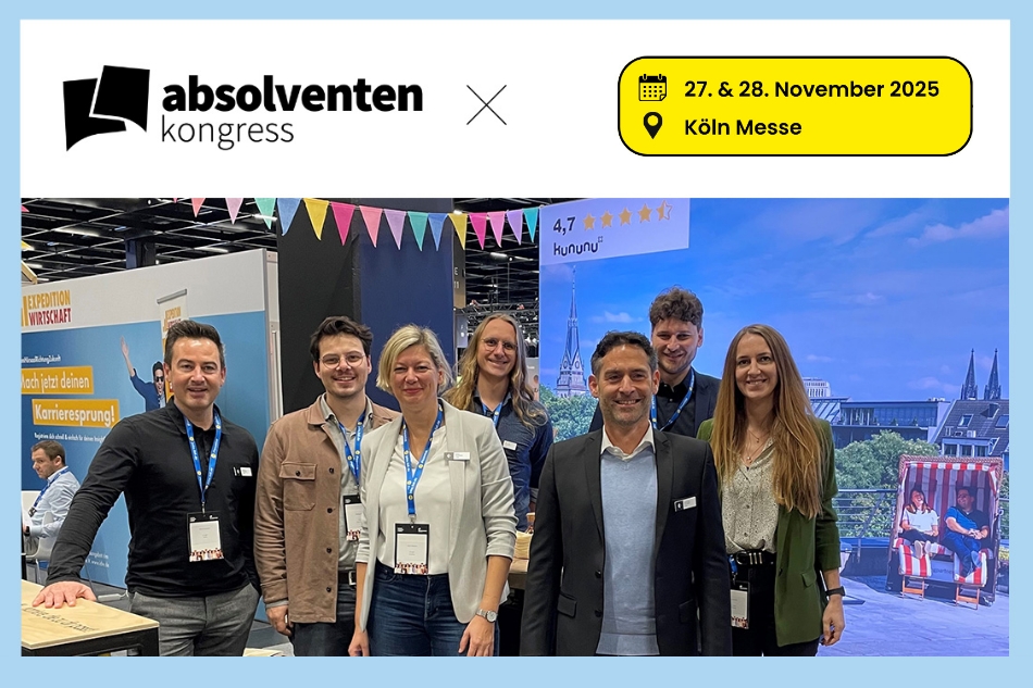 Mitarbeiter und Mitarbeiterinnen am CP-BAP-Messestand auf dem Absolventenkongress.